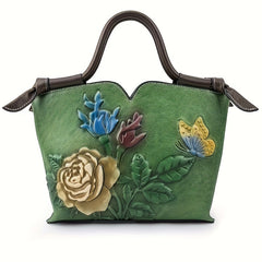 Vintage Leather Handbag Large Capacity Shoulder & Crossbody Tote