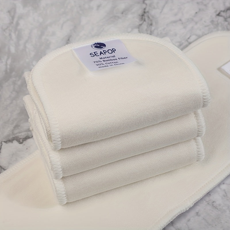 4pcs Bamboo Cotton Reusable Cloth Diaper Inserts Absorbent Liners