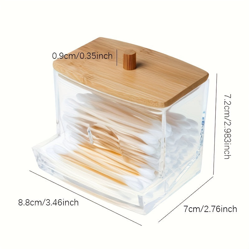7oz Cotton Swab Pad Holder with Wooden Lids