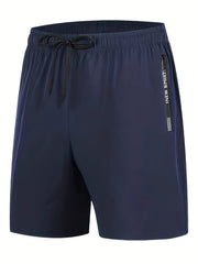 Men's Comfy Elastic Waist Drawstring Shorts Zipper Pocket