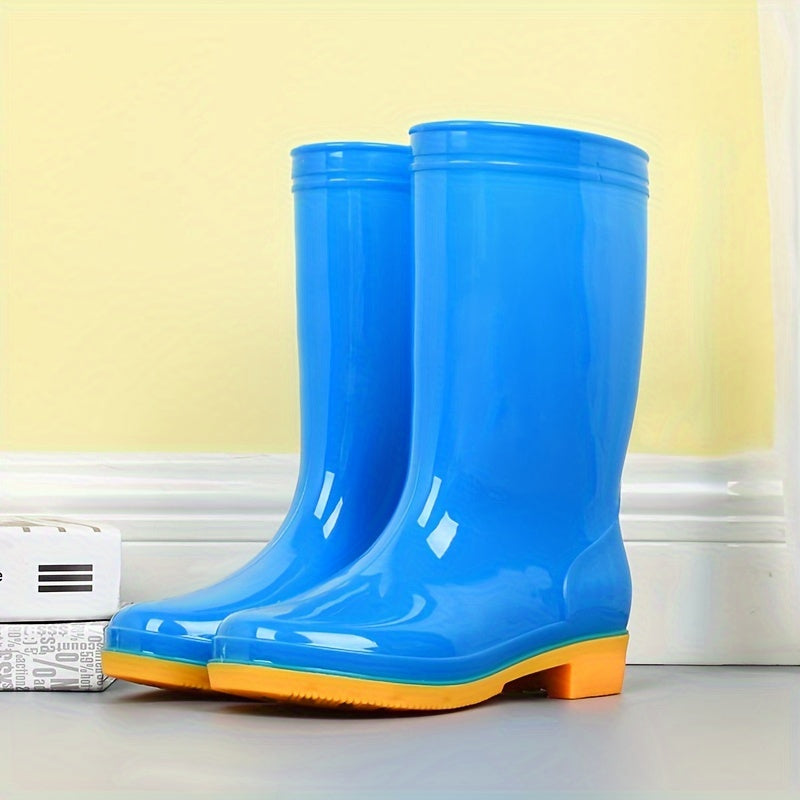 PVC Round Toe Flat Waterproof Rain Boots Lightweight Comfortable