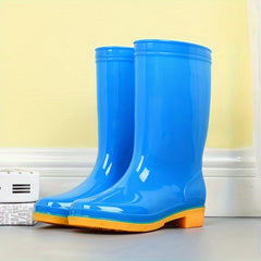 PVC Round Toe Flat Waterproof Rain Boots Lightweight Comfortable