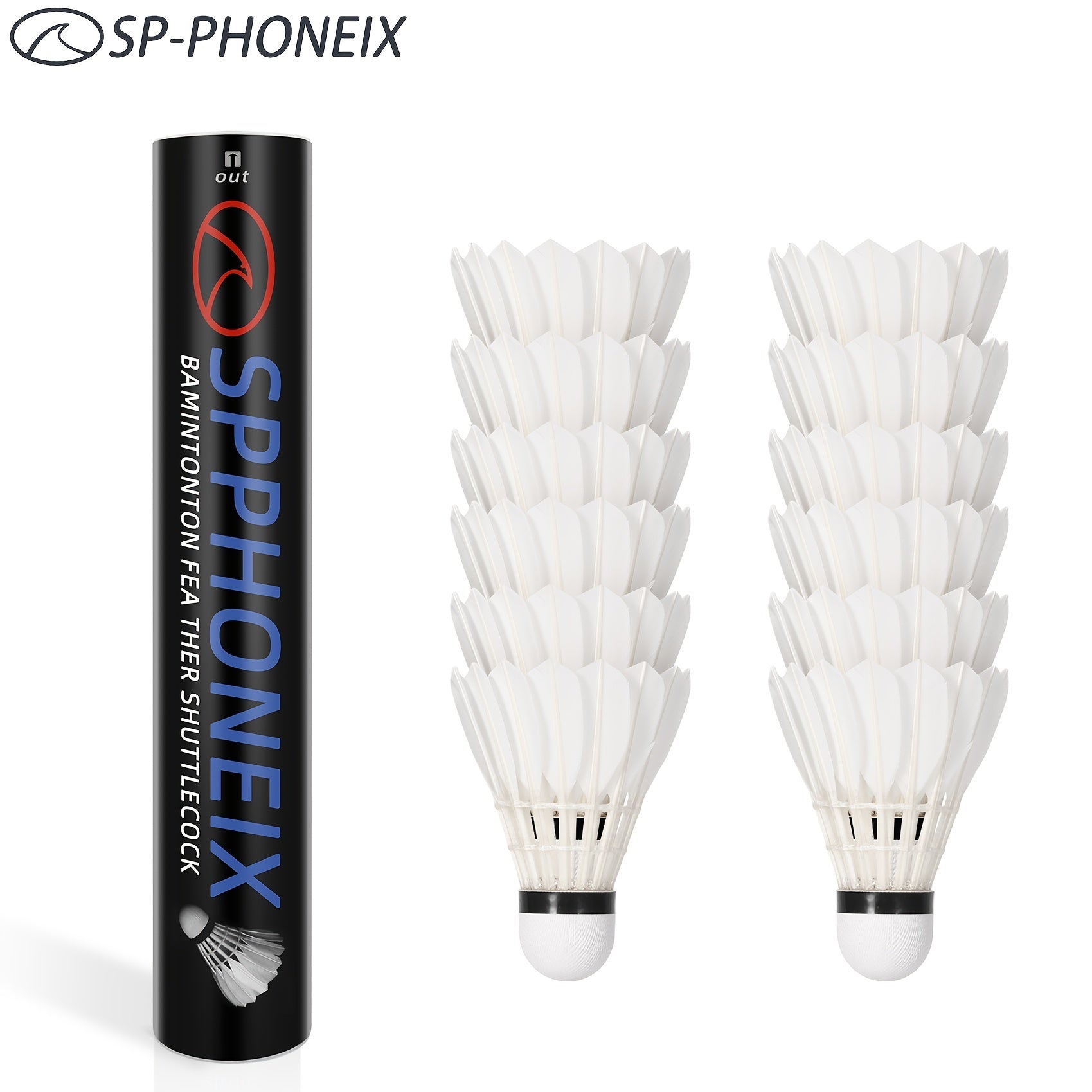 12 Pack of SPPHONEIX Badminton Shuttlecocks High Stability & Profession Model