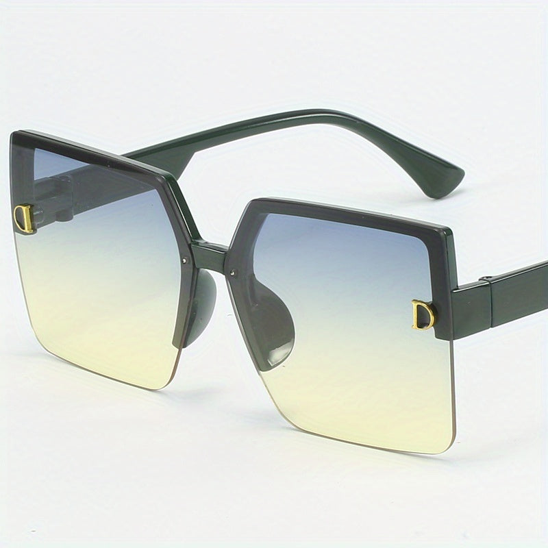 Oversized Rimless Square Sunglasses Gradient Lens UV400