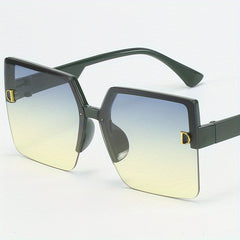 Oversized Rimless Square Sunglasses Gradient Lens UV400