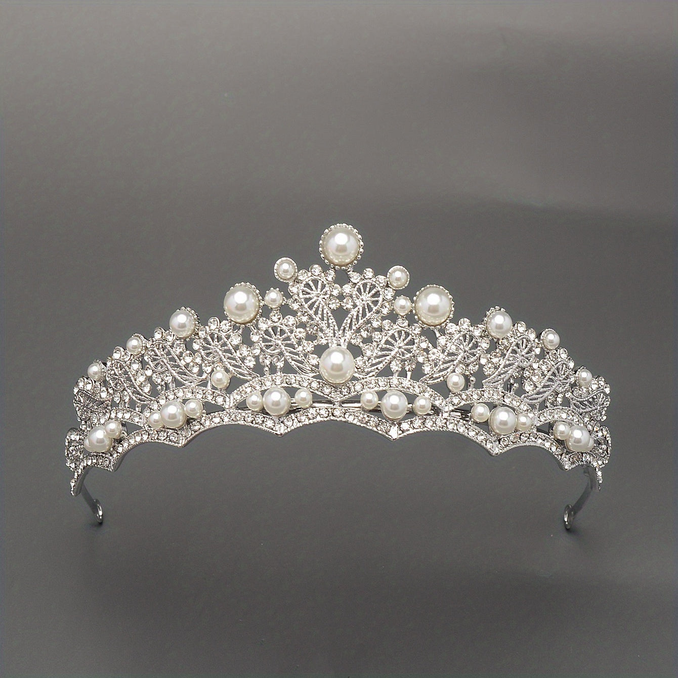 Bridal Tiara Headband Faux Pearl Rhinestone Crown