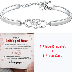 Heart Infinity Bangle for Sister, CZ Decor, Gift Card, Friendship