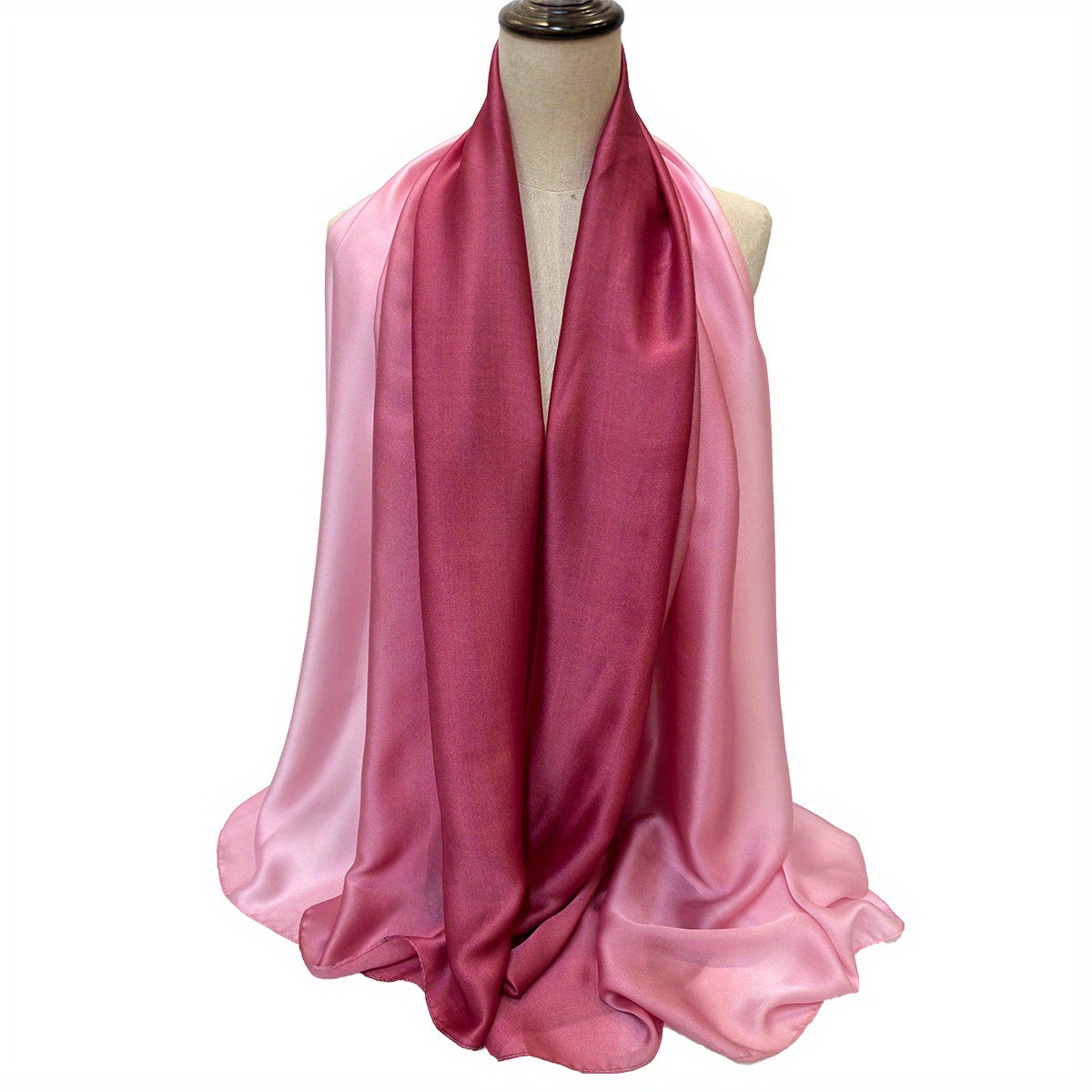Gradient Satin Scarf Hijab Breathable Shawl Silk Head Wrap