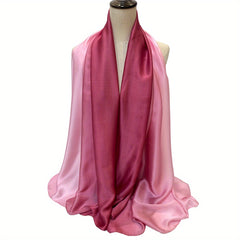 Gradient Satin Scarf Hijab Breathable Shawl Silk Head Wrap