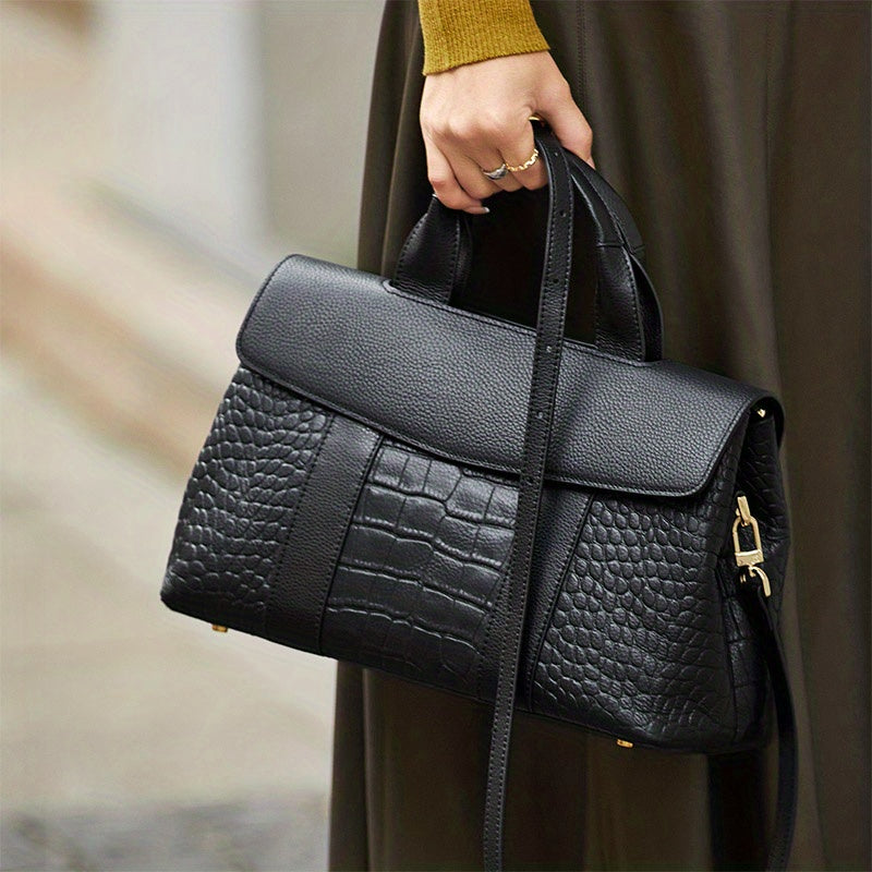 Textured Handbag Flap Satchel Bag Women's Versatile Purse