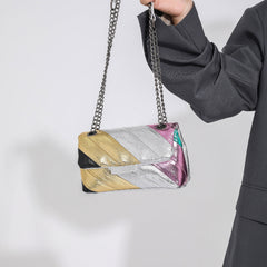 Metallic Rainbow Crossbody Bag Chain Shoulder Purse