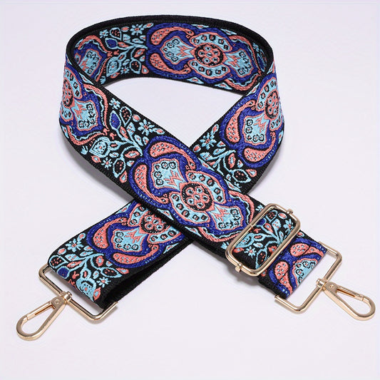 Embroidery Pattern Adjustable Strap Wide Nylon Handbag Belt