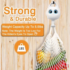 4pcs Cat Wall Hook with Movable Eyes Home Room Wall Door Decor