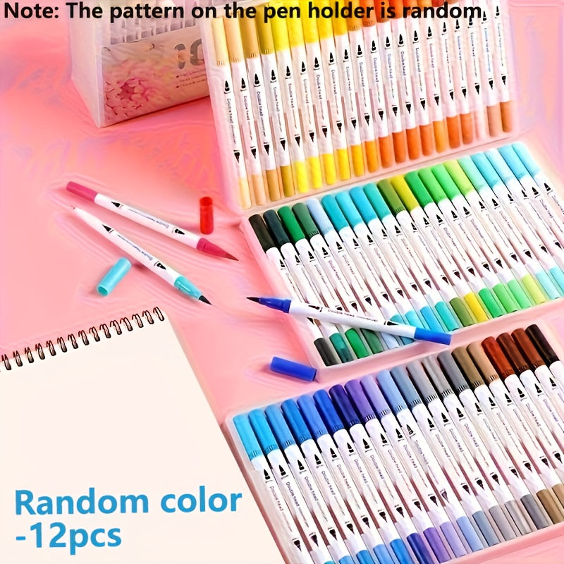 Dual Tip Quick Dry Water Based Ink Art Pens Vibrant Bright Colors Set