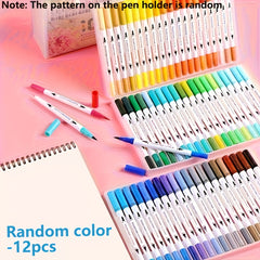 Dual Tip Quick Dry Water Based Ink Art Pens Vibrant Bright Colors Set