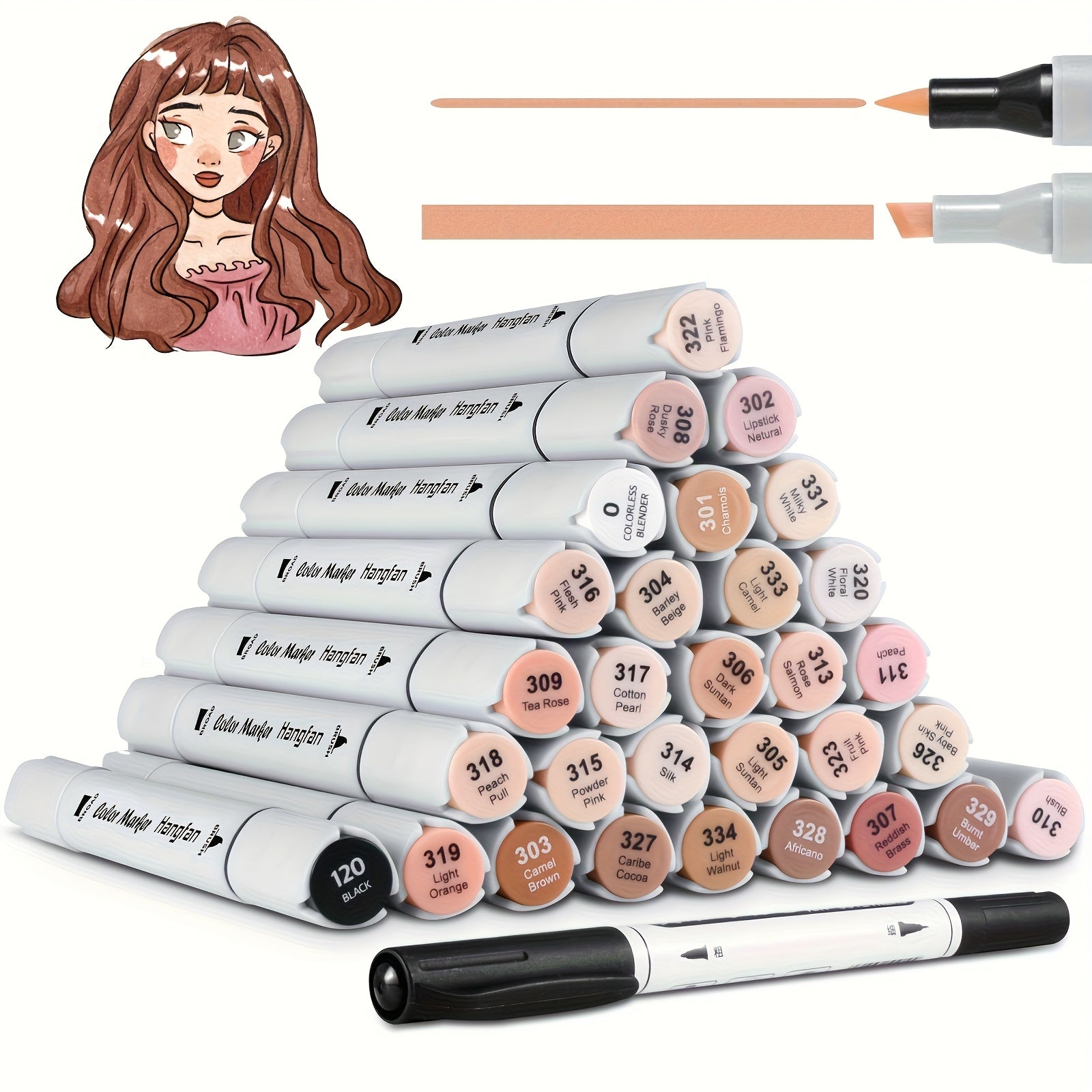 30 Light Beige Pens 48 Alcohol Based Markers Double Prompt Brushes