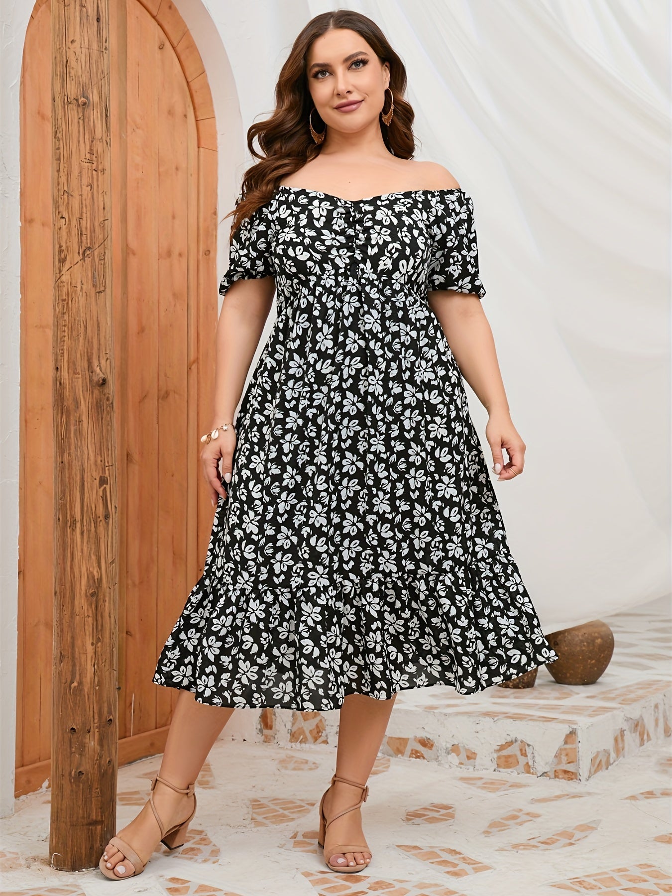  Women's Off Shoulder Midi Dress