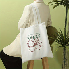 Flower Print Canvas Tote Bag Large Travel Beach Shoulder Bag