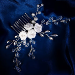 MIALLO Bridal Hair Comb with Crystals & Floral Hairpin