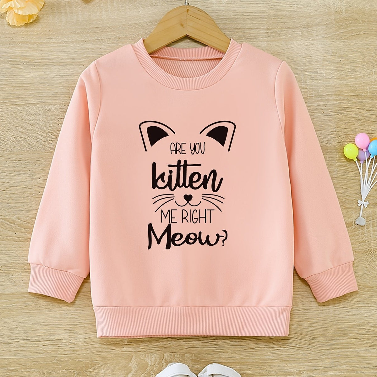 Girls Fun 'Are You Kitten Me' Round Neck Active Pullovers
