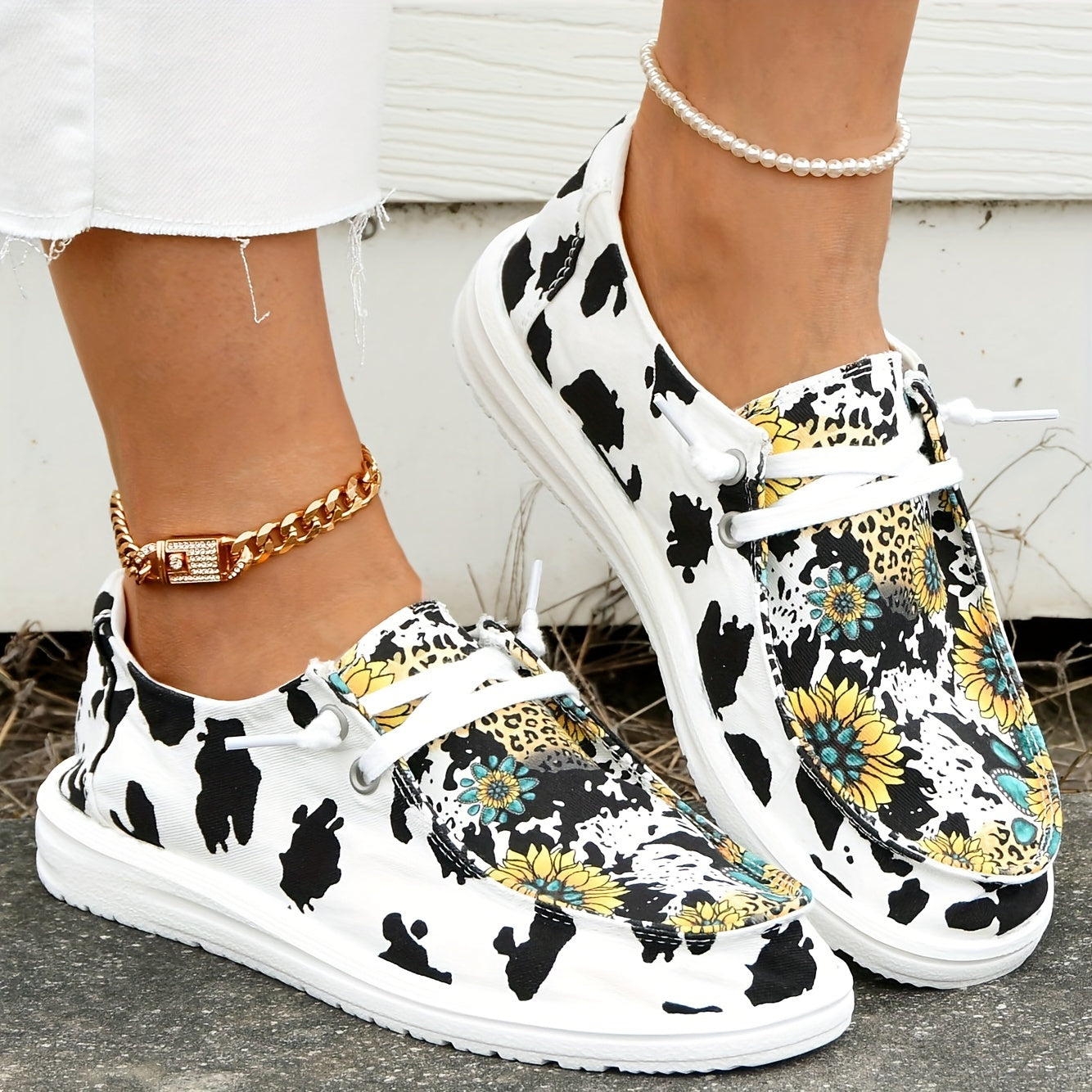 Sunflower & Leopard Flat Shoes Women's Casual Lightweight Walking Shoes