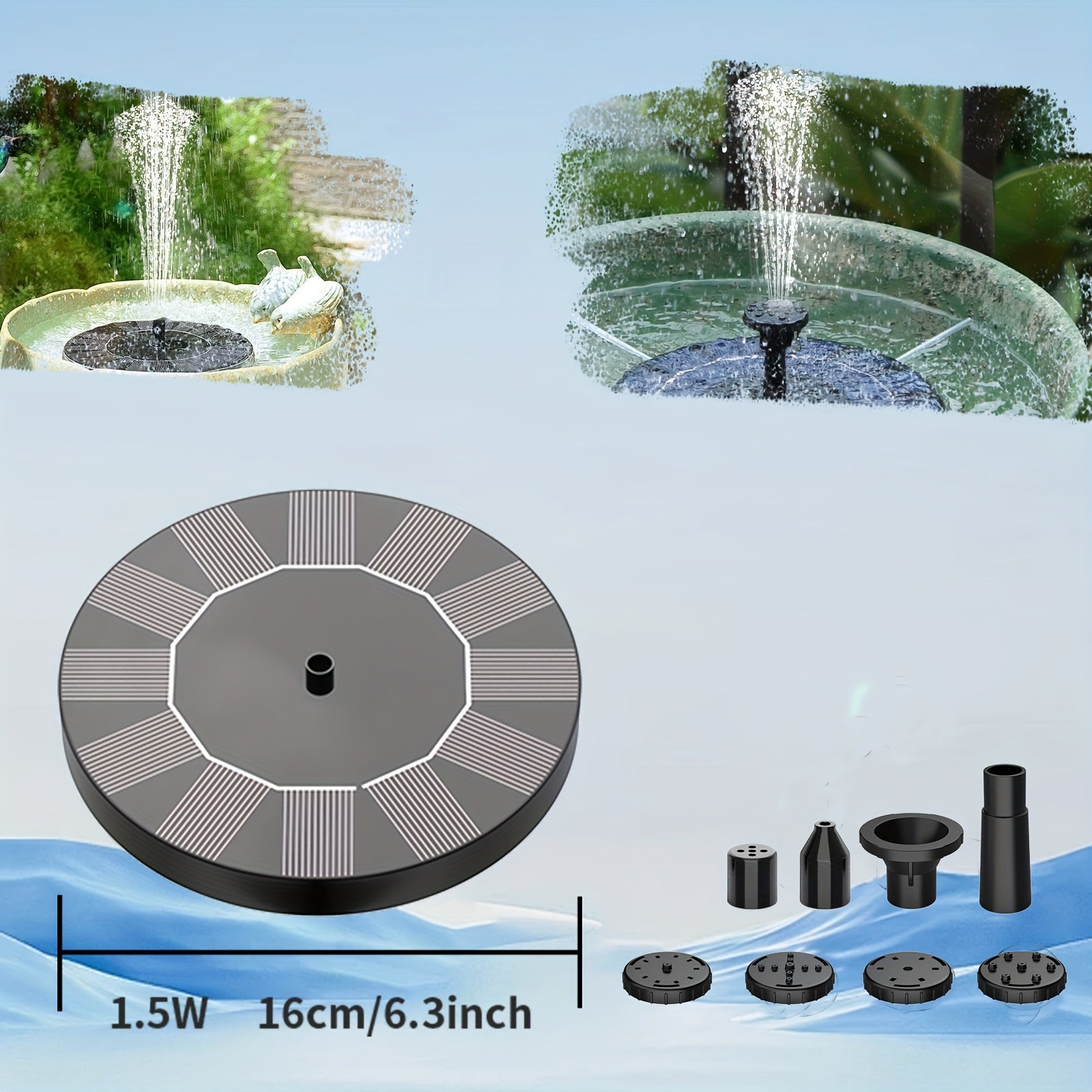 Solar Fountain Bird Bath Fountain Upgrade Glass Panel Solar Fountain