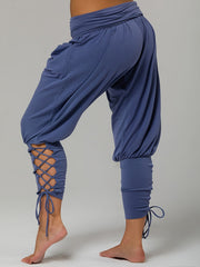  Casual Pants Women's Plus Plain High Rise Lace Up Medium Stretch Pants