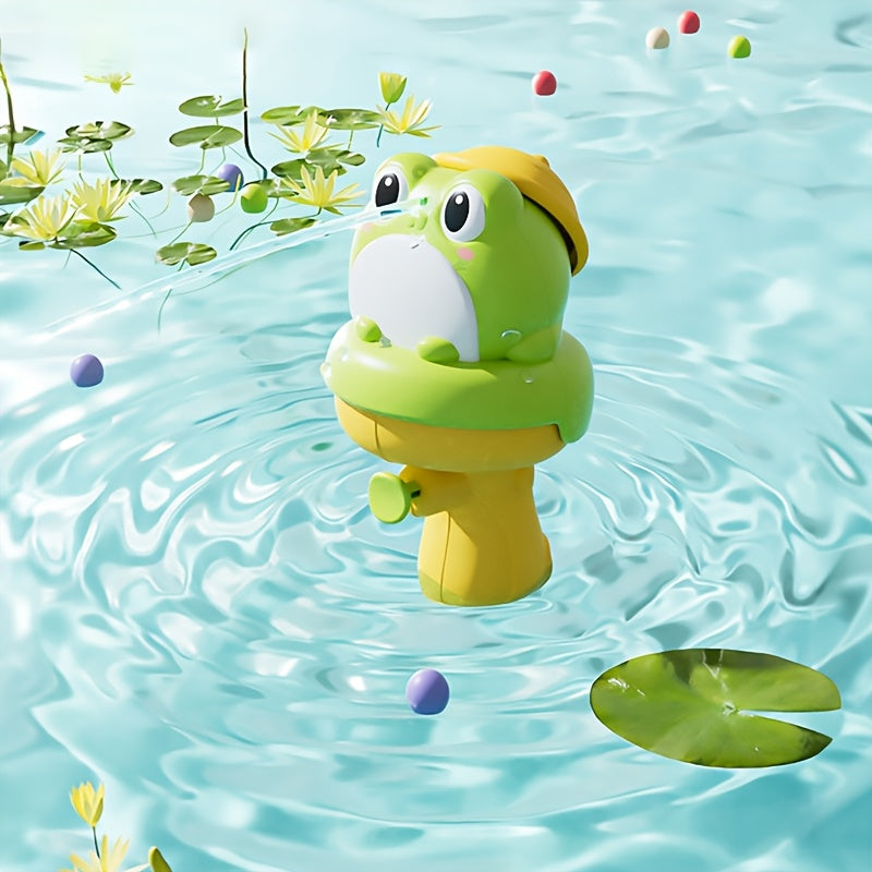 7pcs Frog Bath Toy Set with Water Gun & Massage Brush