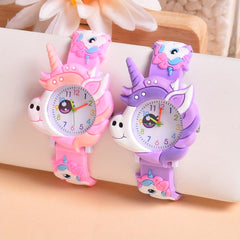 2pcs 3D Butterfly Pony Strap Quartz Watch Small Wristwatch
