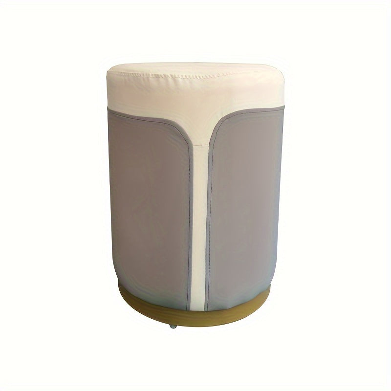 Microfiber Leather Circular Dressing Stool Solid Wood Frame Light Bedroom Stool