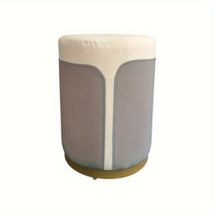 Microfiber Leather Circular Dressing Stool Solid Wood Frame Light Bedroom Stool