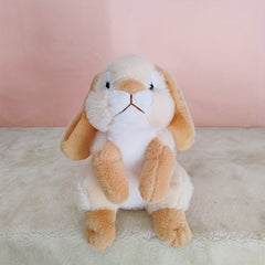 Ultra Realistic Lop Ear Rabbit Plush Toy Soft Silky Fur 3 Colors Grey Beige Nurs
