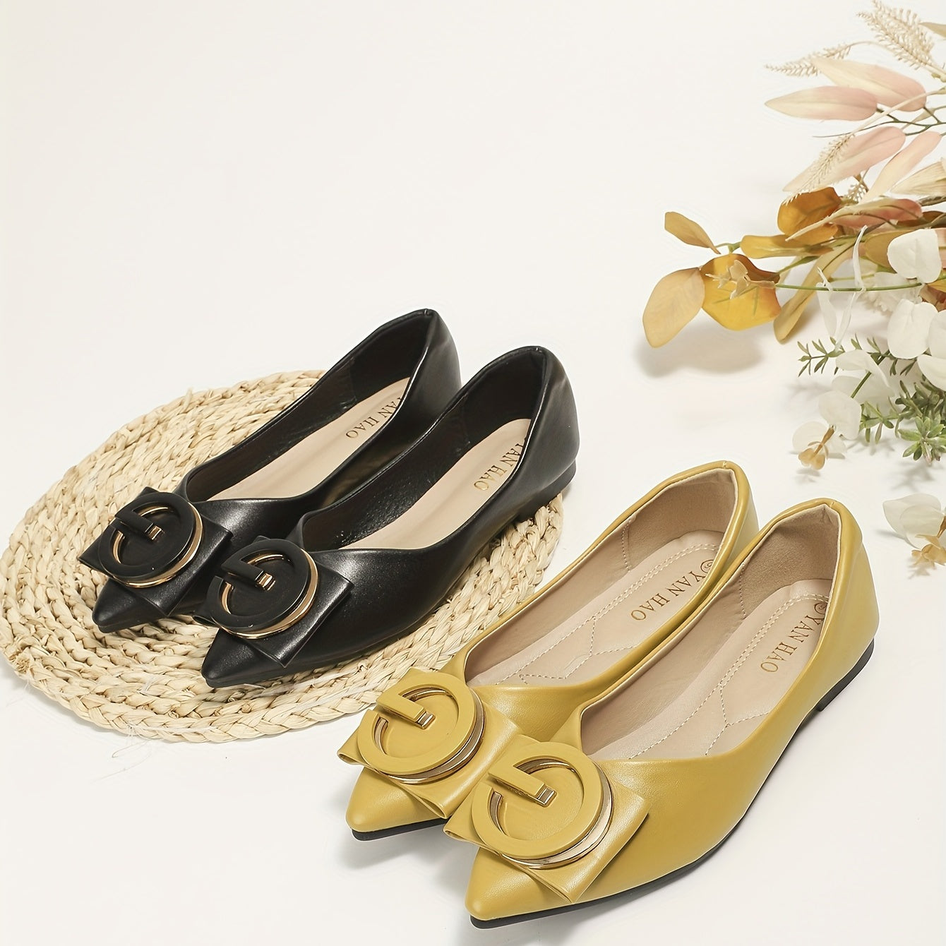 Women's Pointed Toe Flats Soft Sole Solid Slip On Shoes