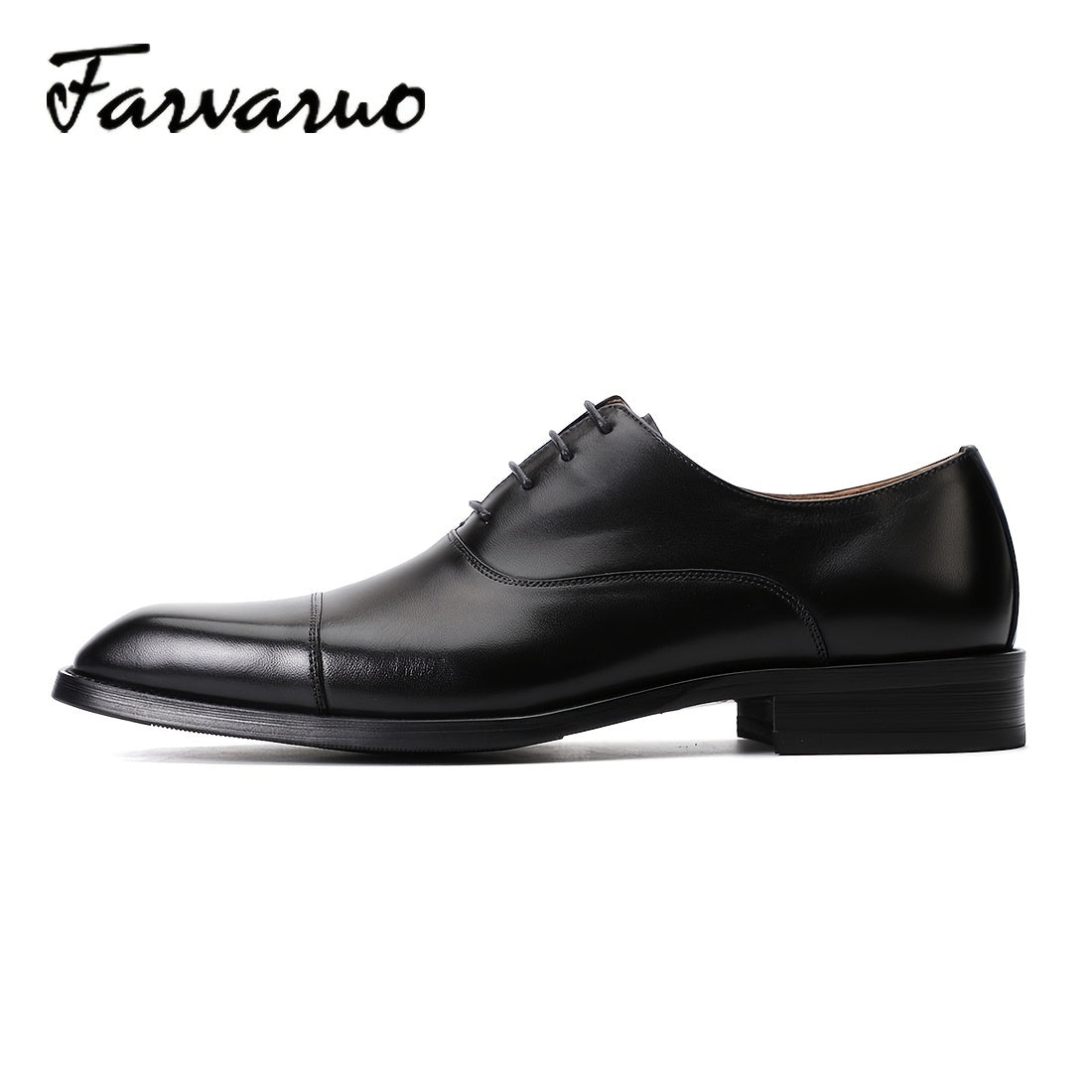 FARWARWO Men's Cap Toe Leather Oxford Shoes Pointed Toe Formal Dress Shoes
