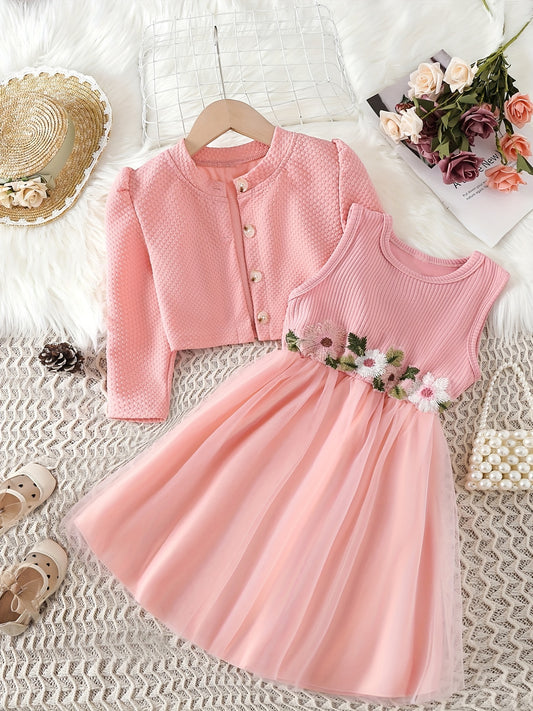 Girls Long Sleeve Jacket & Plaid Skirt Set for Party