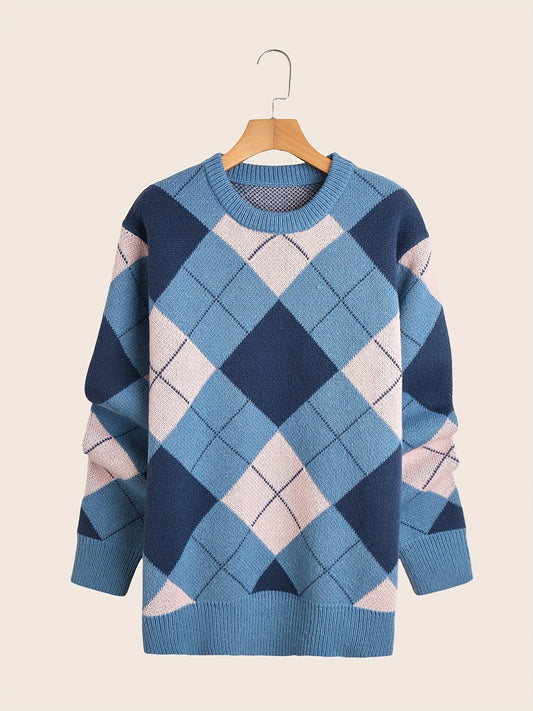 Men's Casual Loose Fit Sweater Crew Neck Pullover for Fall Winter