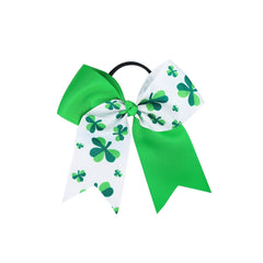 St Patricks Green Clover Hair Tie Elastic Scrunchie Ponytail Holder