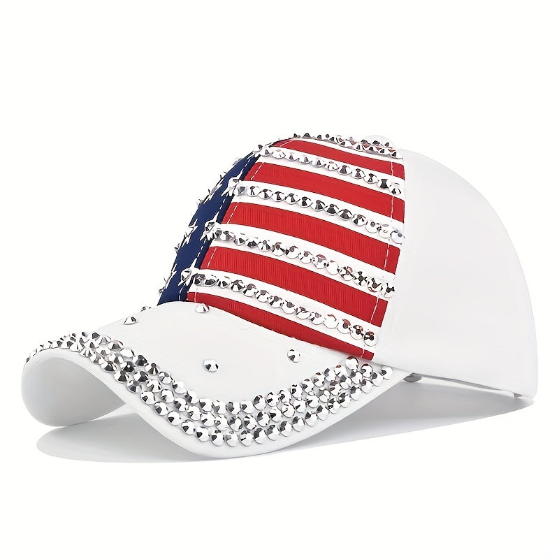 Flag Rhinestone Baseball Cap Patriotic Dad Hat