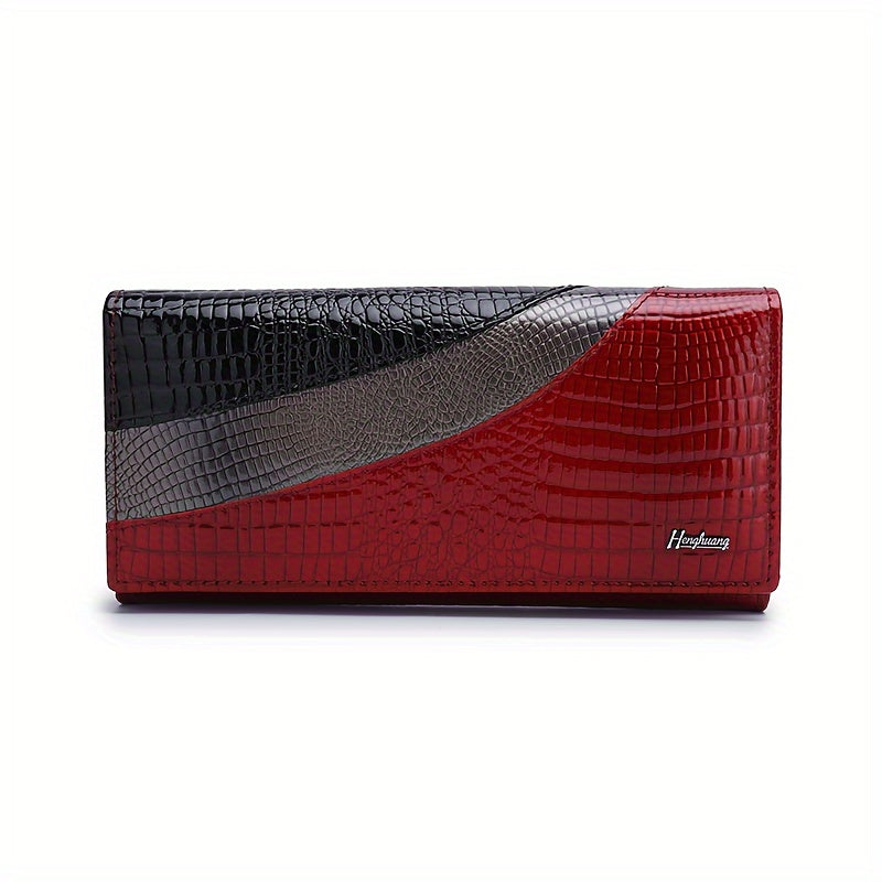 Crocodile Pattern Snap Clutch Wallet for Women