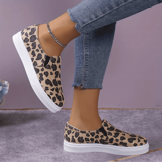 Leopard Print Slip On Flatform Shoes - Comfy & Casual