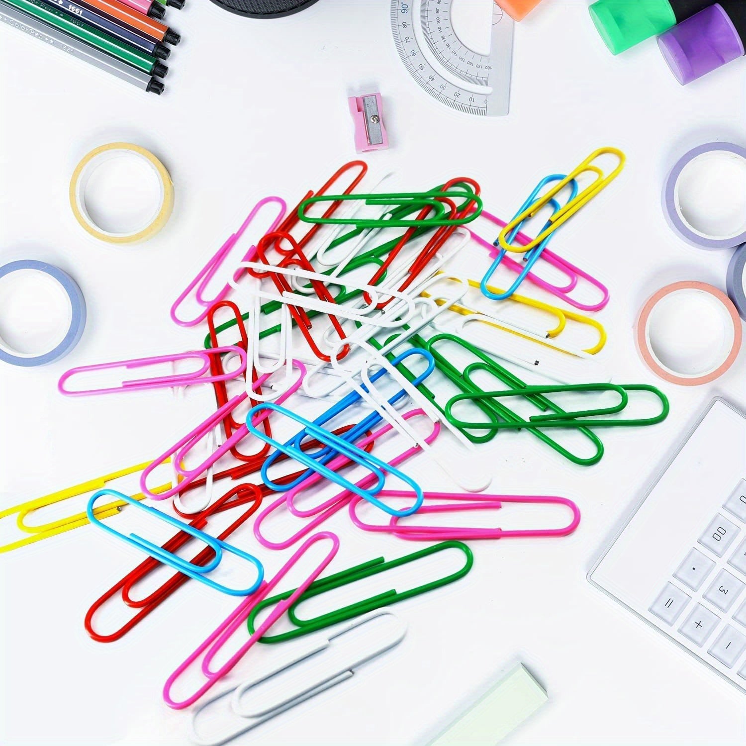 50pcs 2.54cm, 50pcs 3.3cm, 20pcs 5.08cm Large Paperclips - Various Colors
