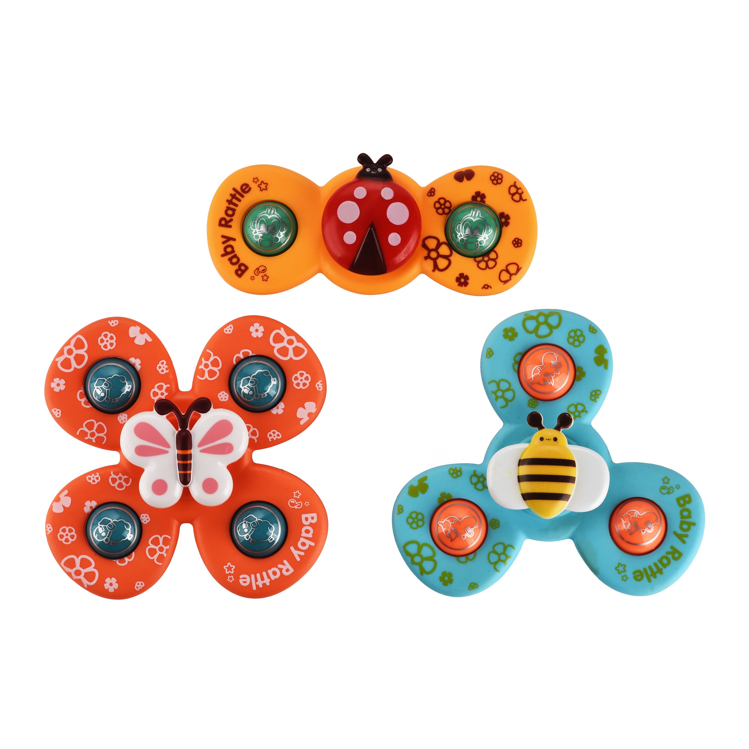 3pcs Suction Cup Spinner Toys For Baby Sensory Learning Bath Toys