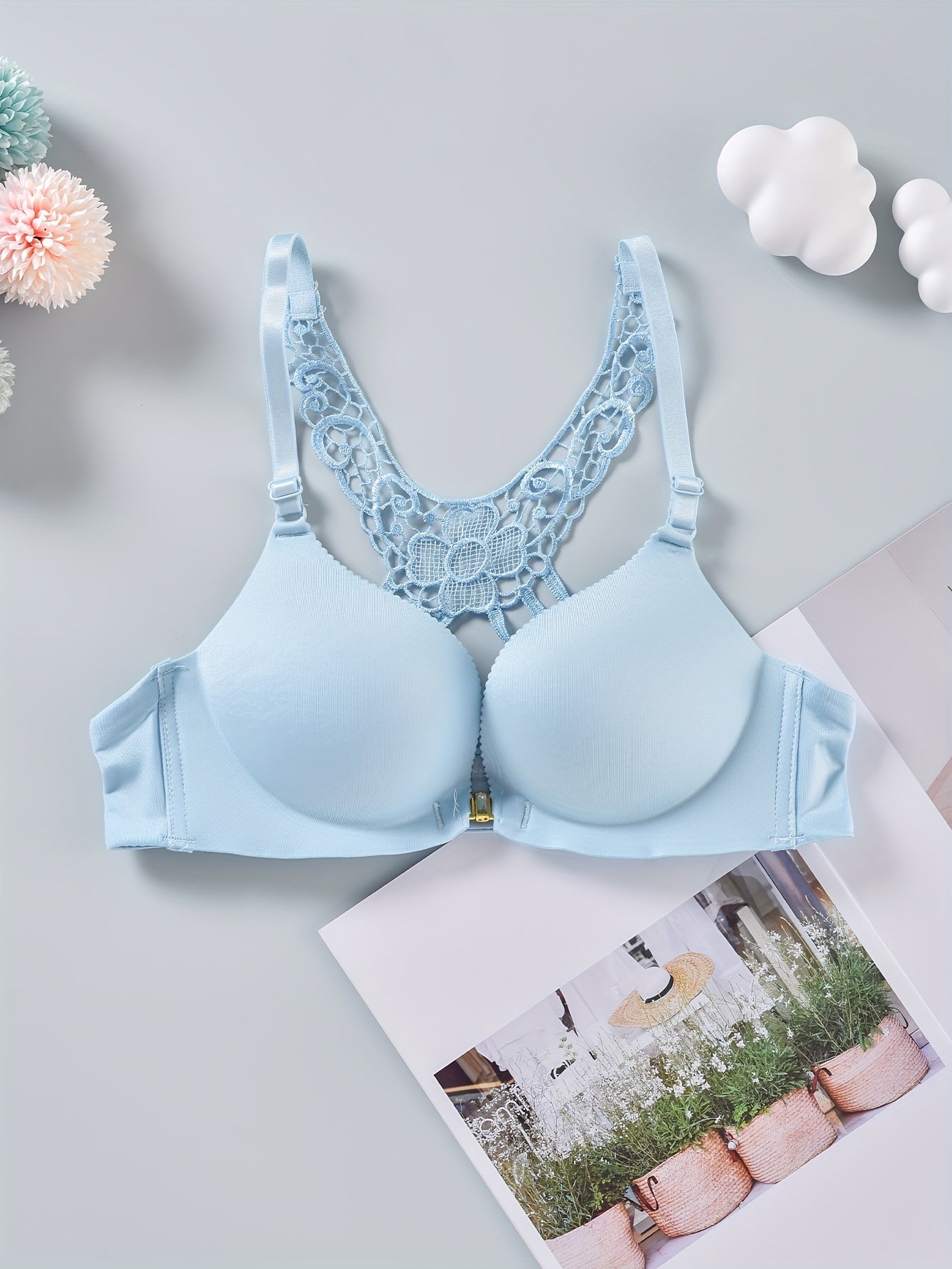 Lace Push Up Bra Front Buckle Comfy & Breathable Women's Lingerie