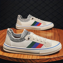 Men's Striped Knitted Breathable Skate Shoes Non Slip Sneakers