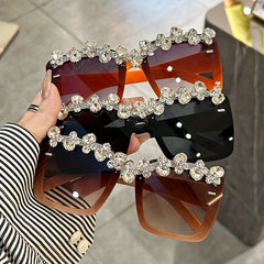 Y2K Square Sunglasses Rhinestone Costume Party Glasses UV400