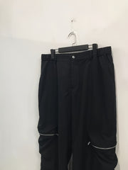  Solid High Rise Baggy Trousers With Pockets