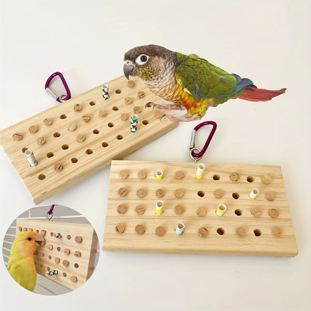 Bird Chewing Toy Hanging Wood Keyboard Toy For Training Intelligence