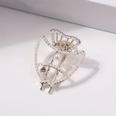 Hollow Fish Shaped Hair Clip with Faux Pearl for Women Girls