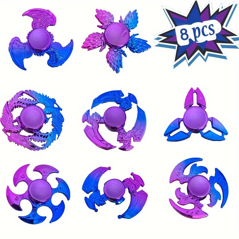 8pcs Purple Fidget Spinners Handheld Finger Gyroscope