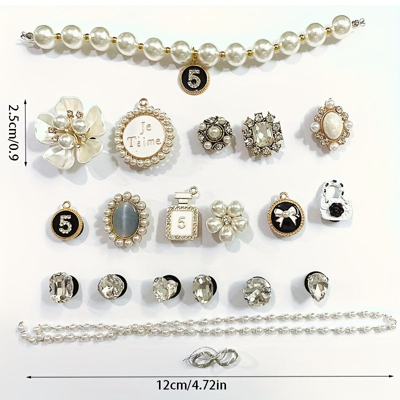Pearl Rhinestone Shoe Pins Decor Set DIY Shoe Buckle Accessories